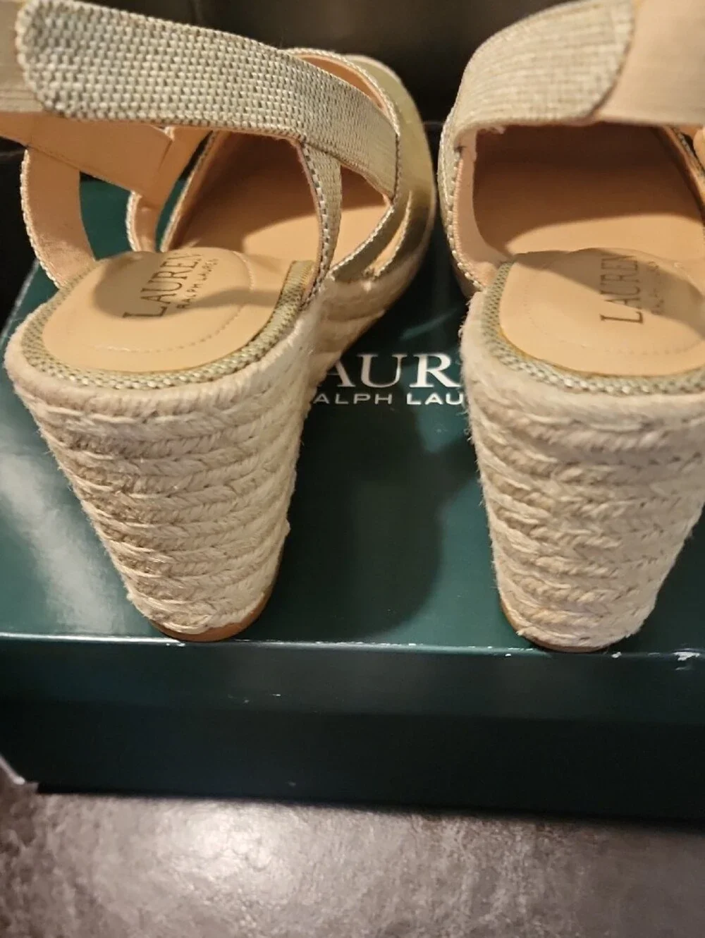 Lauren Ralph Lauren Gold Woven Slingback Espadrilles